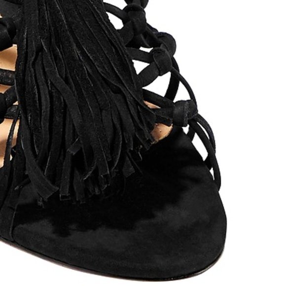 Schutz Tassle Block Heel size 8.5 VEUC Black - Picture 4 of 6